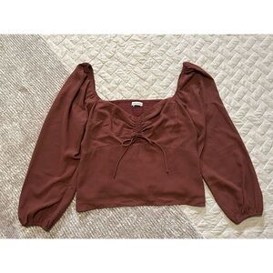 Abercrombie & Fitch Balloon Sleeve Cinch Front Top